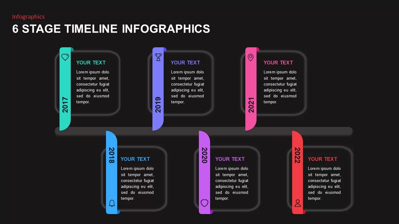 timeline 6 stage infographics