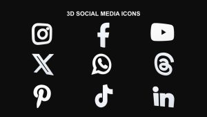 3D Social Media Icons Free Presentation Slide