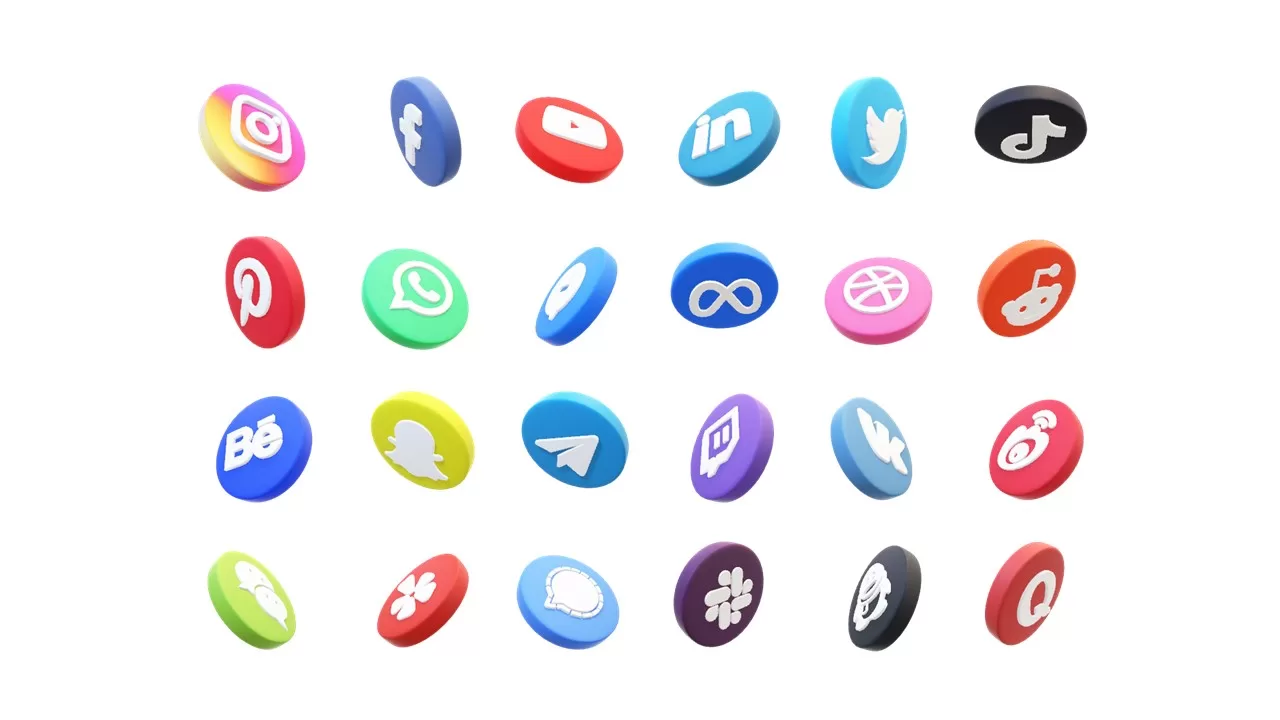 3D Social Media Icons for PowerPoint