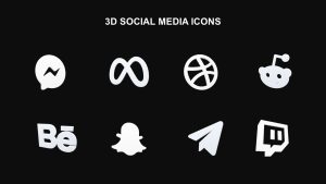 Free 3D Social Media Icons PowerPoint Template Greyscale