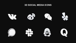 Free 3D Social Media Icons Presentation Slide Black