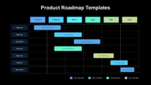 Product Roadmap PowerPoint Template Black