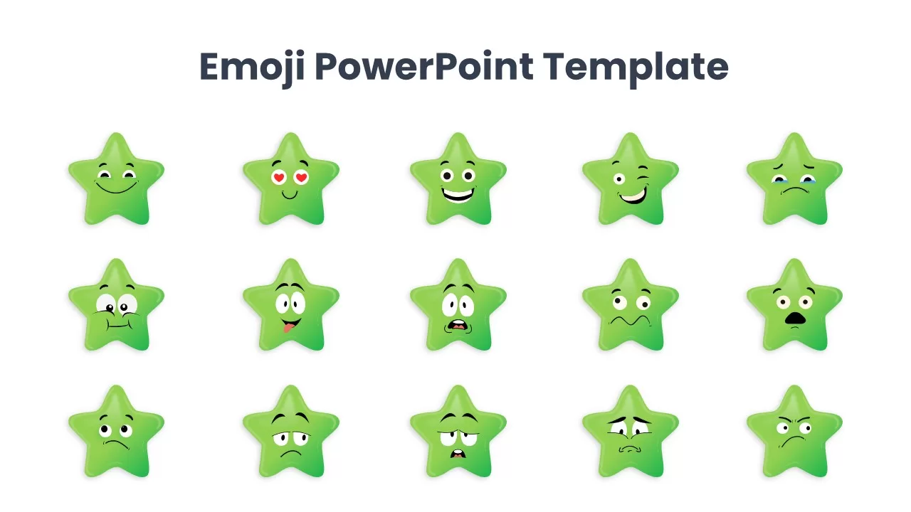 free set of star emoji template for ppt-green