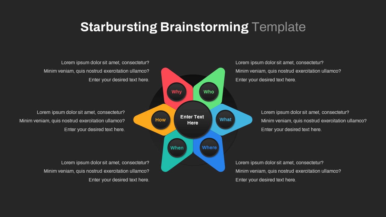 starbursting brainstorming template ppt