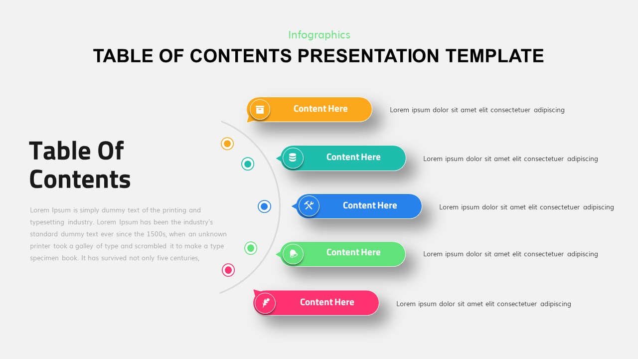presentation slide table of contents