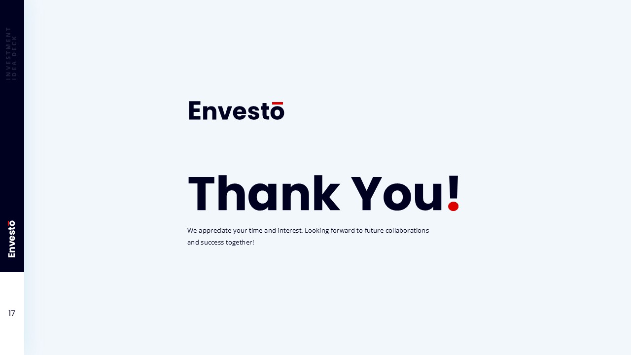 Investment Presentation Template Thank you note