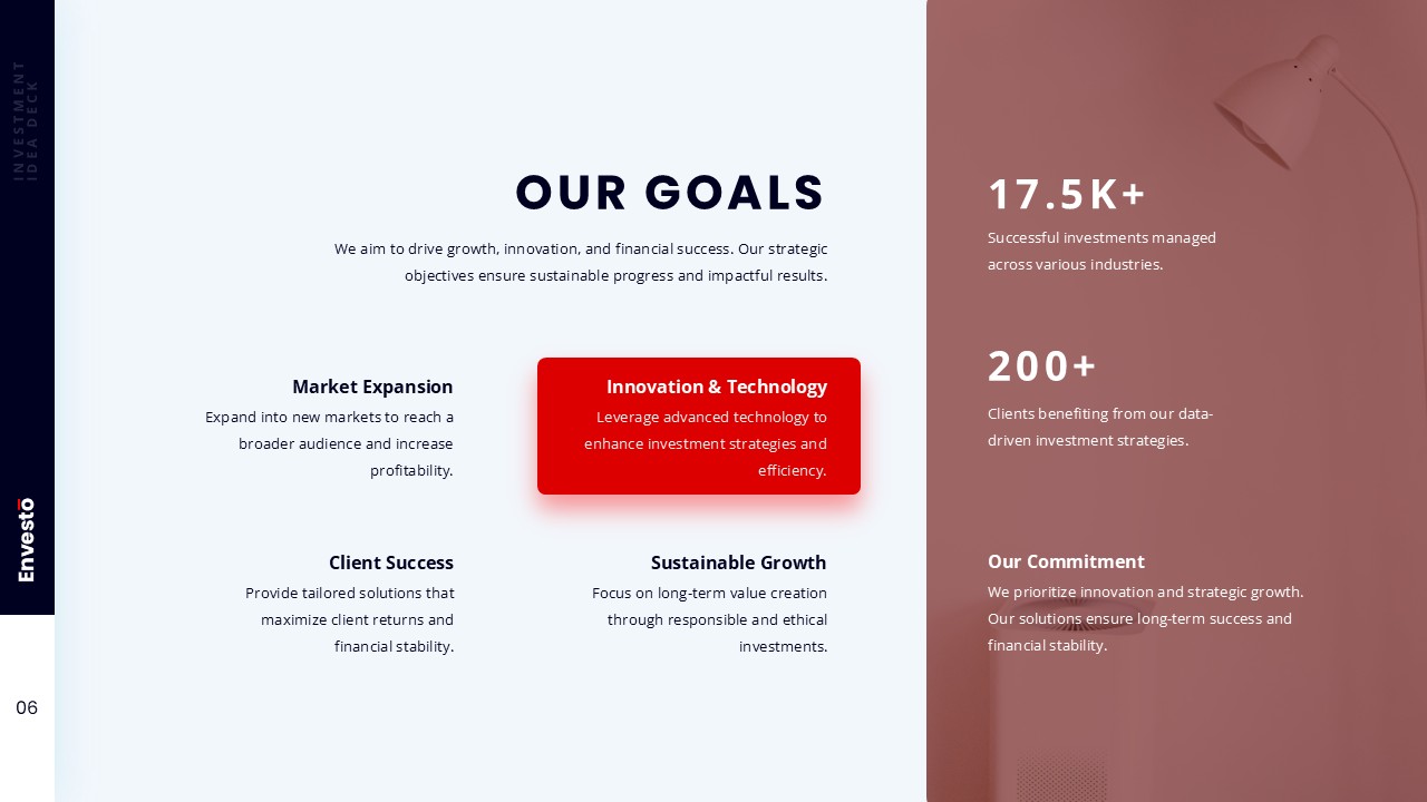 Investment Presentation Template goals