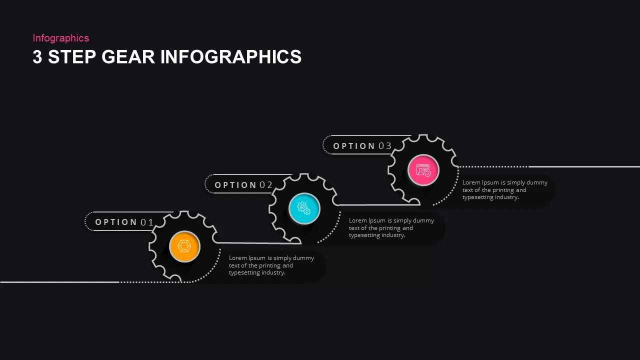 3 step gear infographic template