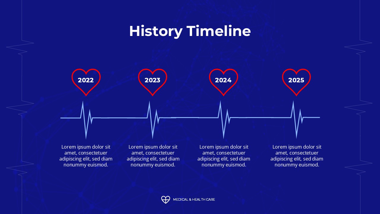 Free Medical Healthcare PowerPoint Template history timeline slide