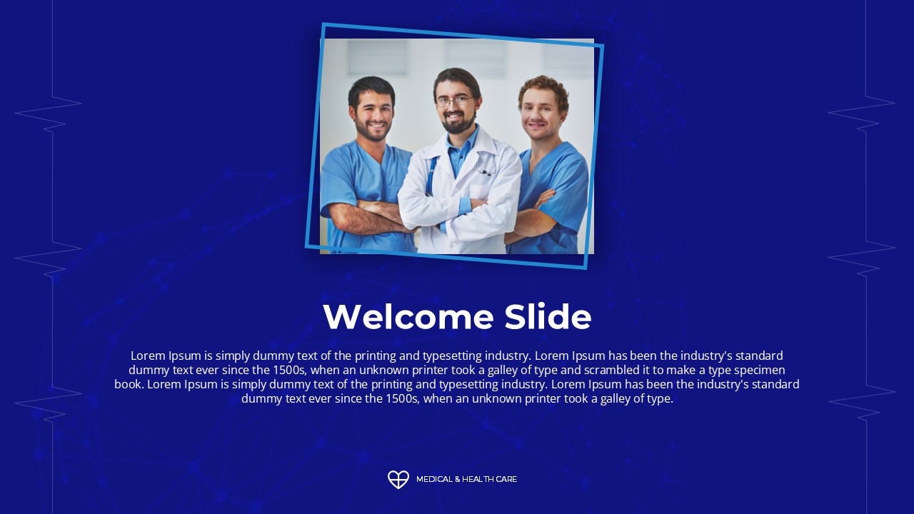 Free Medical Healthcare PowerPoint Template welcome slide