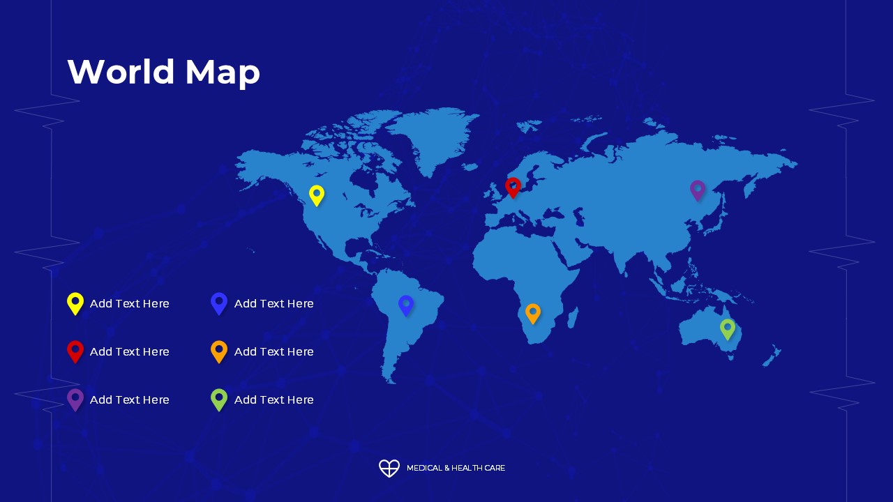 Free Medical Healthcare PowerPoint Template world map slide