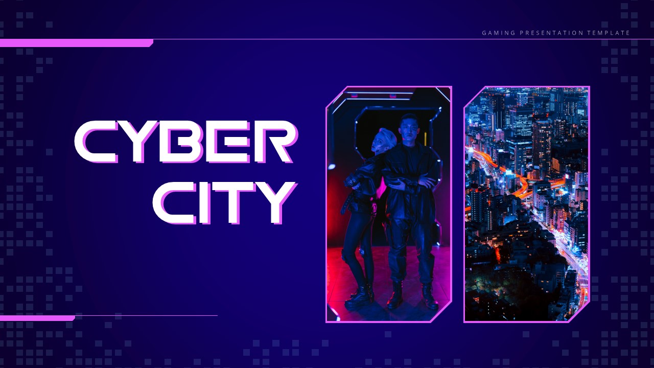 Gaming PowerPoint Template Cyber city