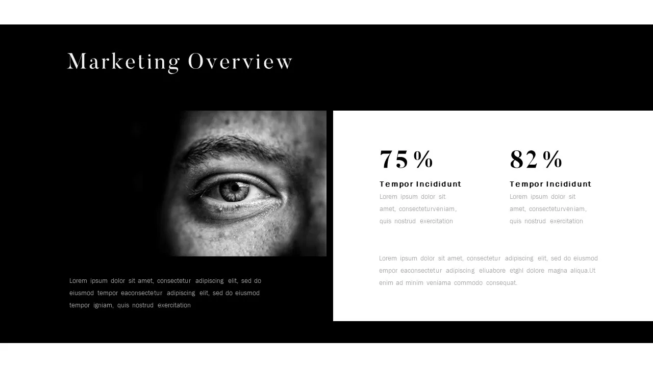 Marketing Overview Black and White Business Plan Presentation Template