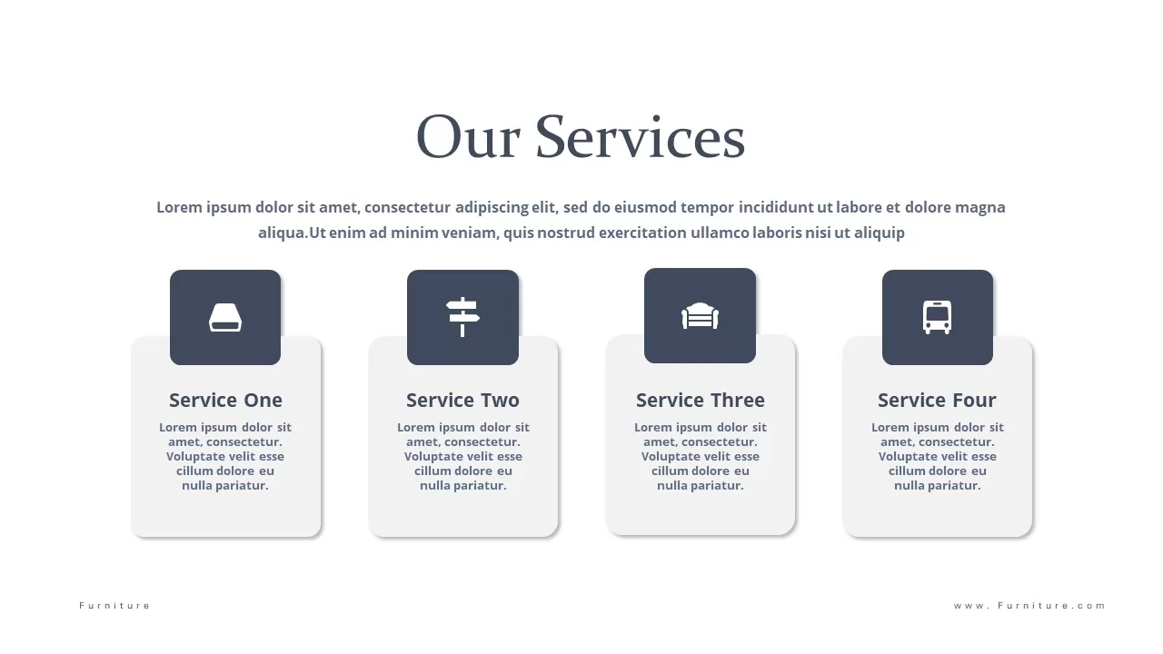 Services Furniture Presentation PowerPoint template