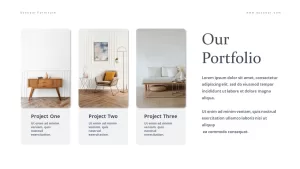 Three Section Portfolio Furniture Presentation PowerPoint template