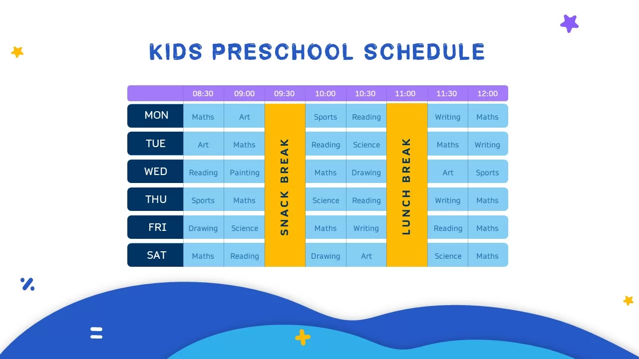 kids preschool schedule ppt