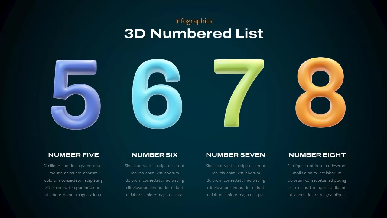 5 to 8 3D number powerpoint