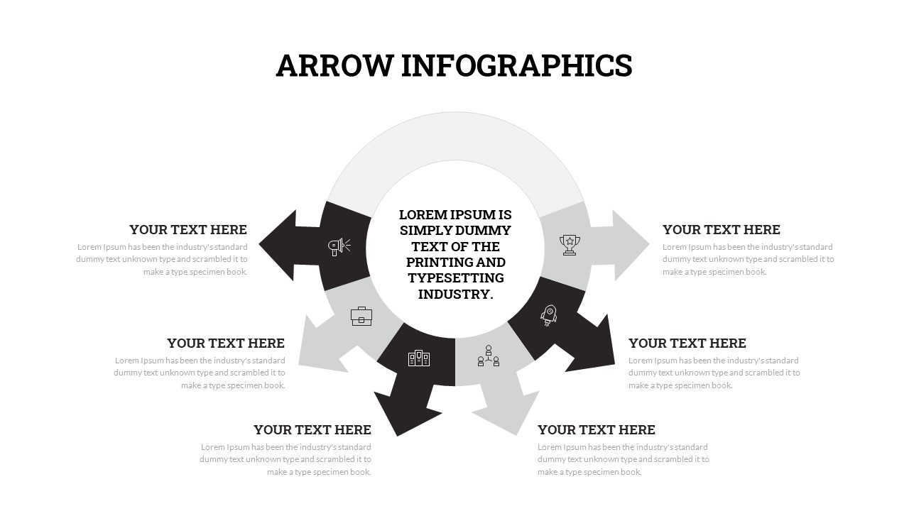 Black and White Infographics PowerPoint template SlideBazaar