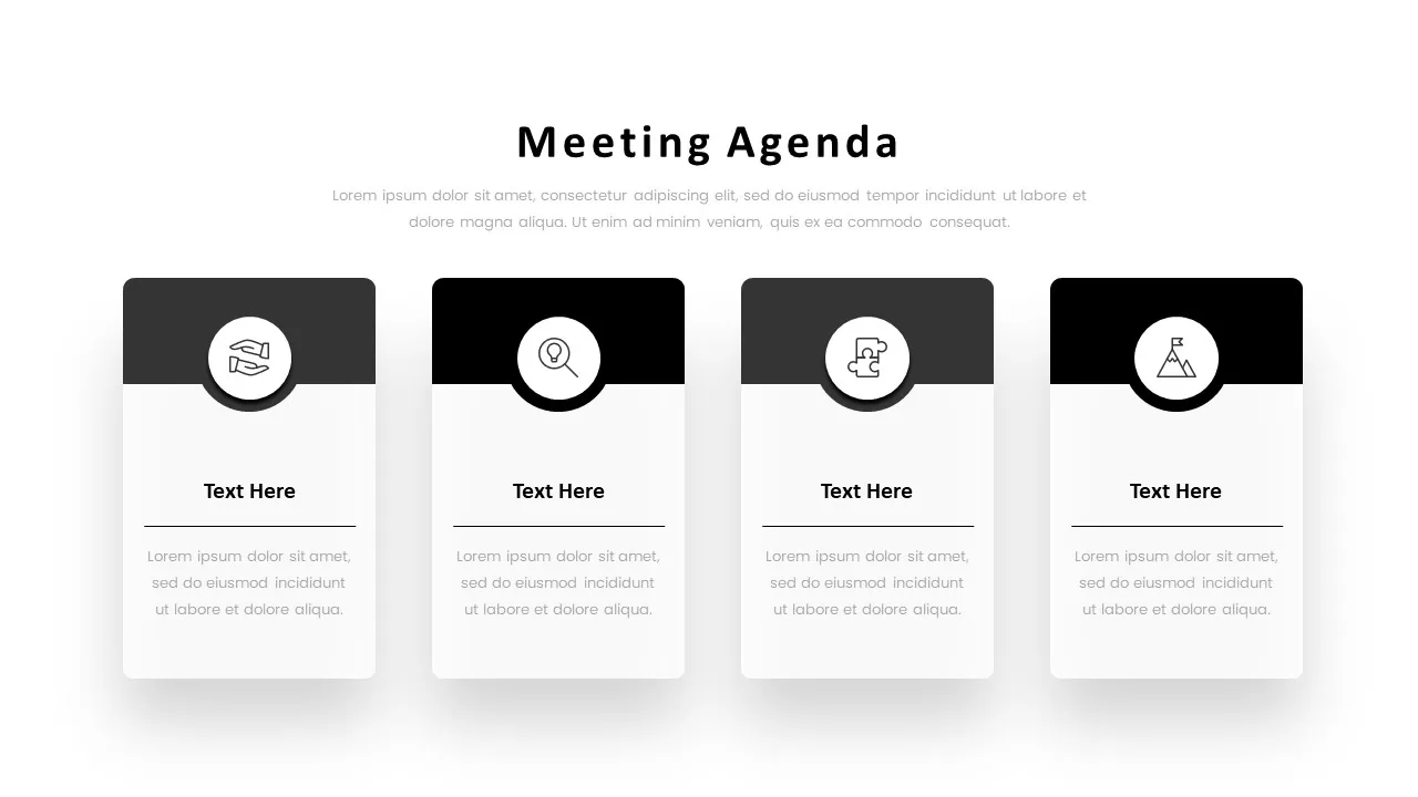 Black and White Meeting Agenda Template program meeting section slides