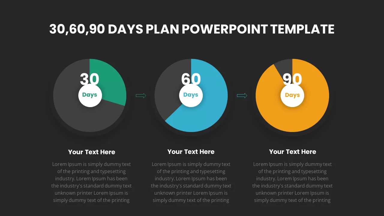 30 60 90 Days Plan PowerPoint Template Dark