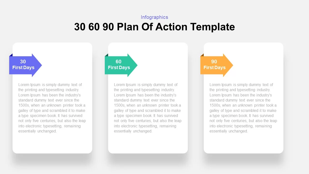 30 60 90 Plan Of Action Infographics