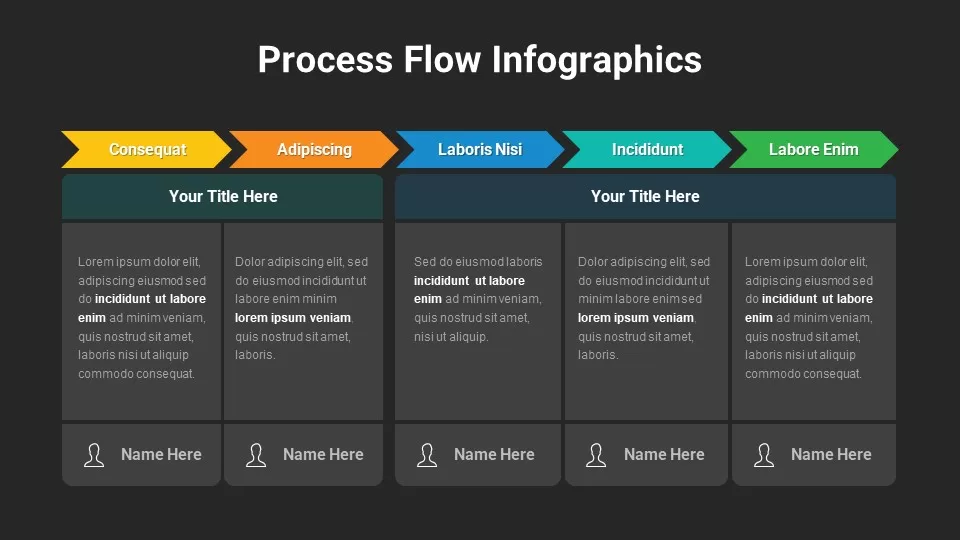 Free Process Flow Infographics Dark