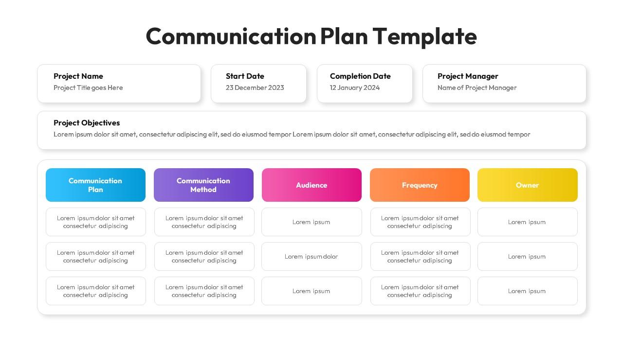 Communication Plan Template Slidebazaar 8733