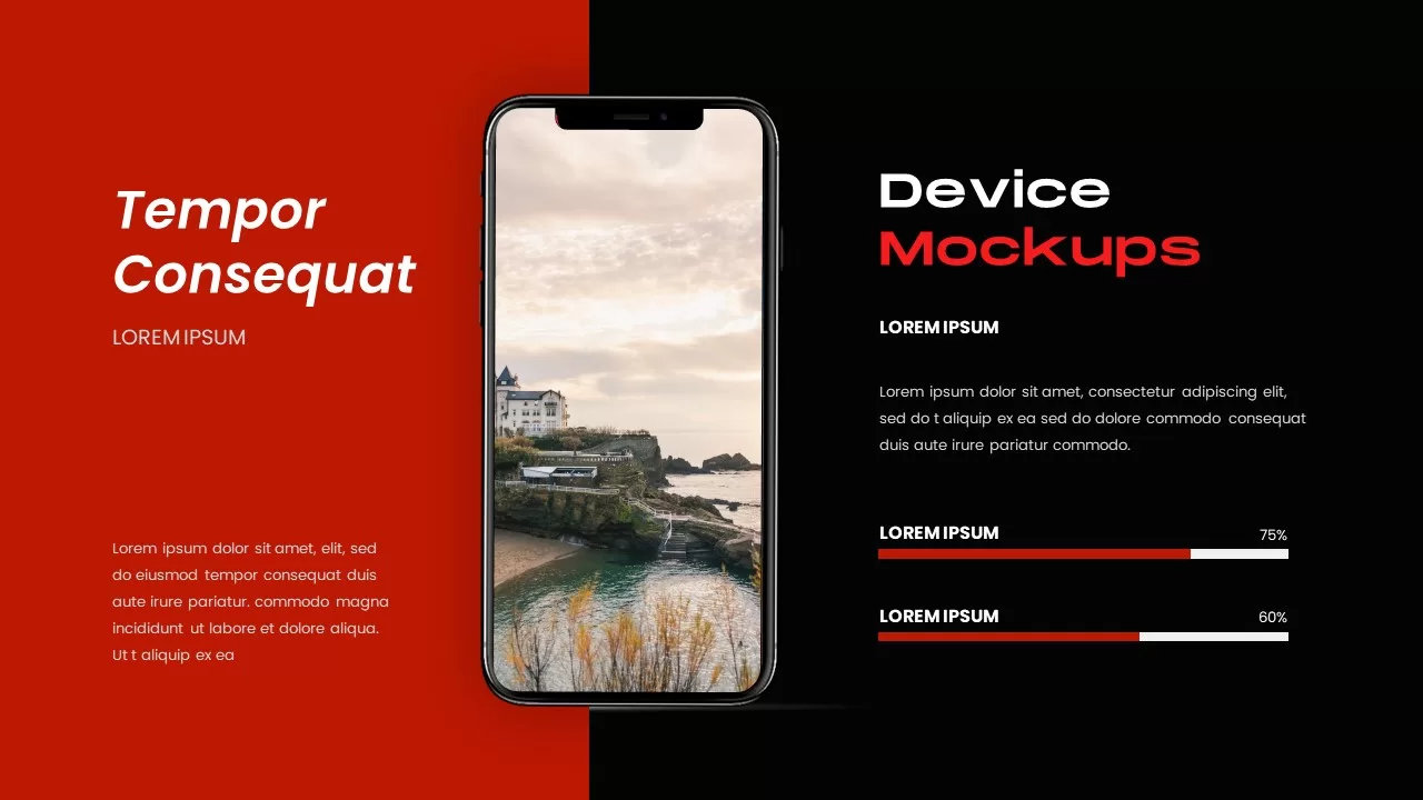 red powerpoint template device mockup