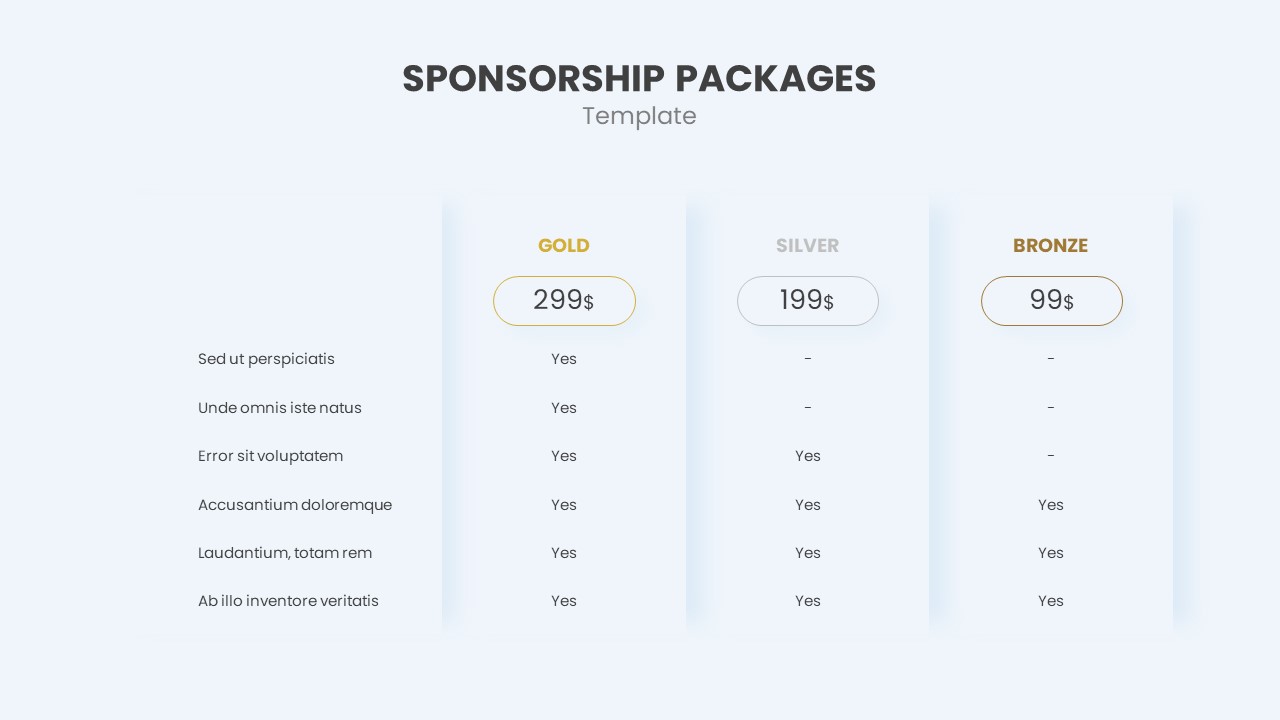 Sponsorship Tier Template SlideBazaar