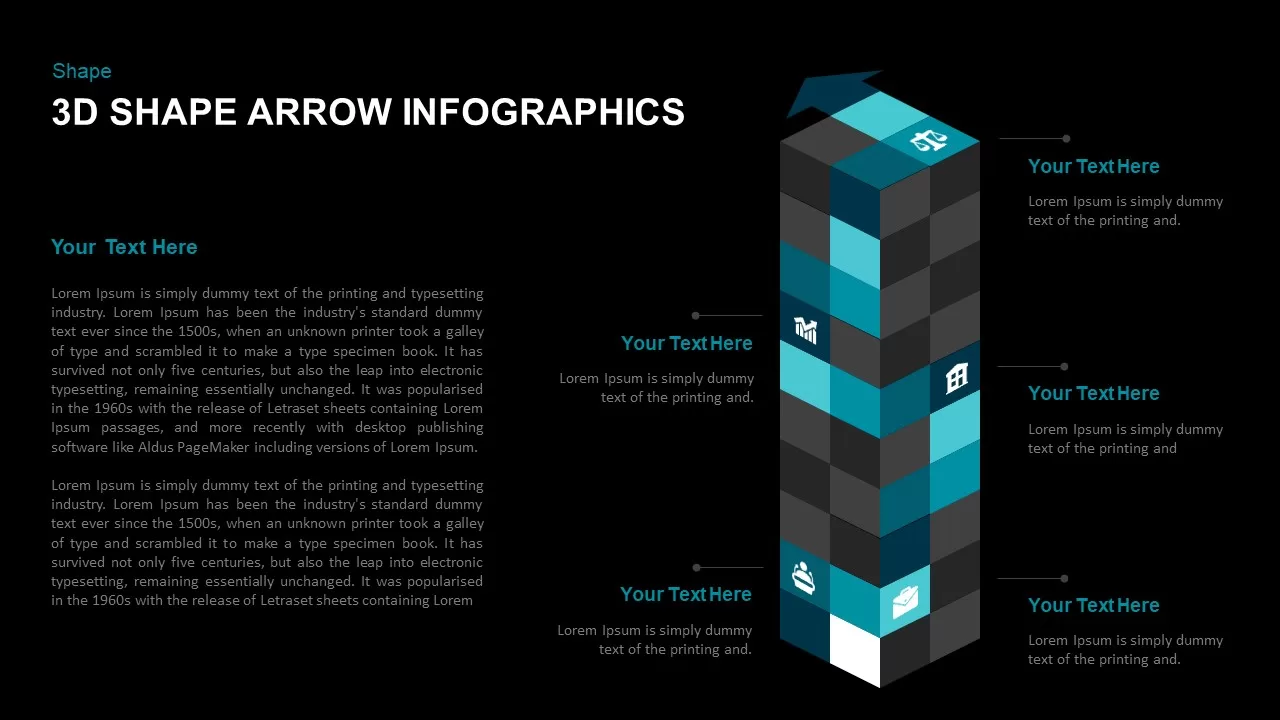 3d Cube Shape Infographic Arrow ppt