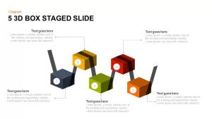 5 Staged 3d Box PowerPoint Template and Keynote Slide