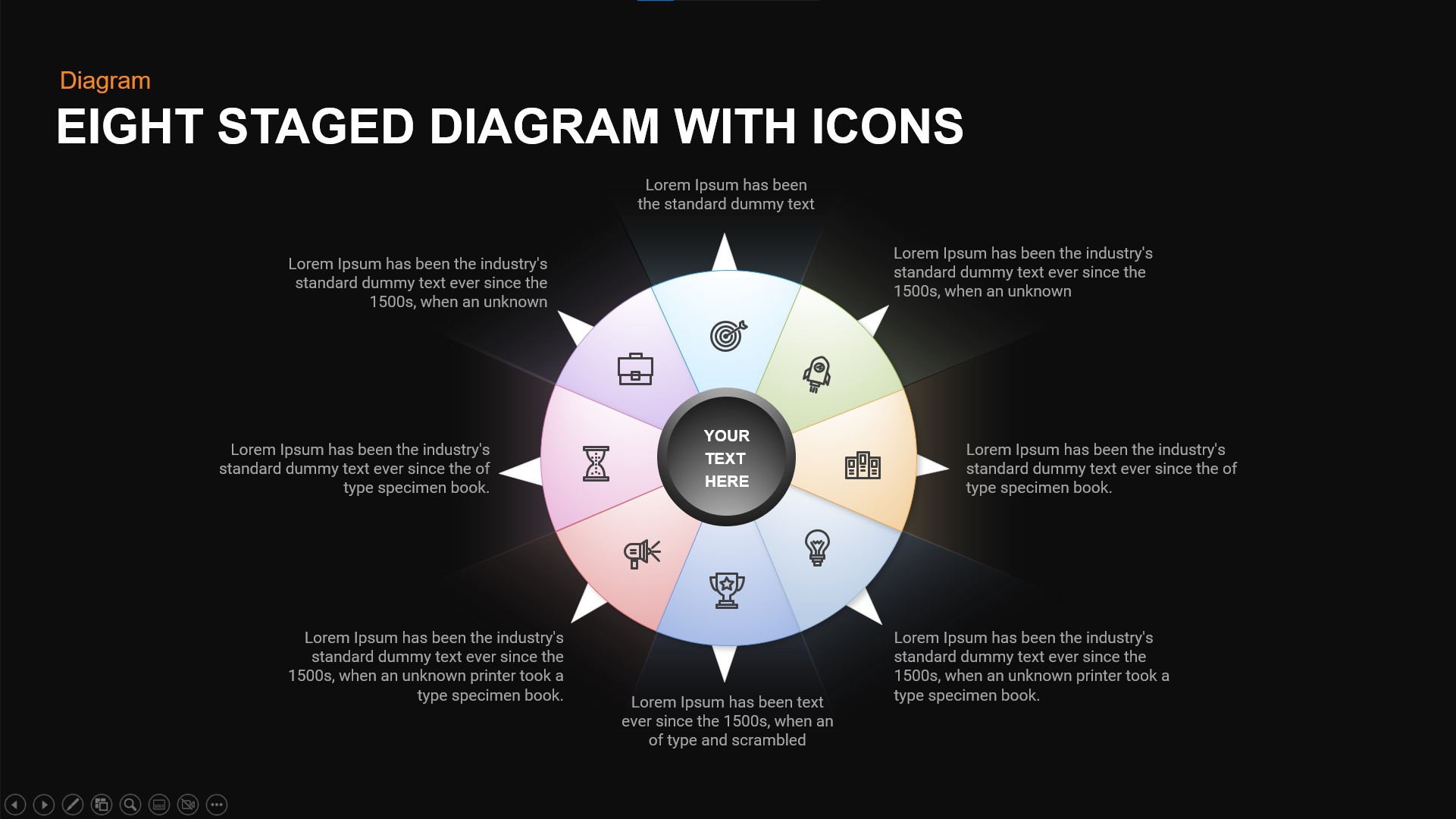 Eight Staged Diagram With Icons Free Powerpoint Template Slidebazaar 2853