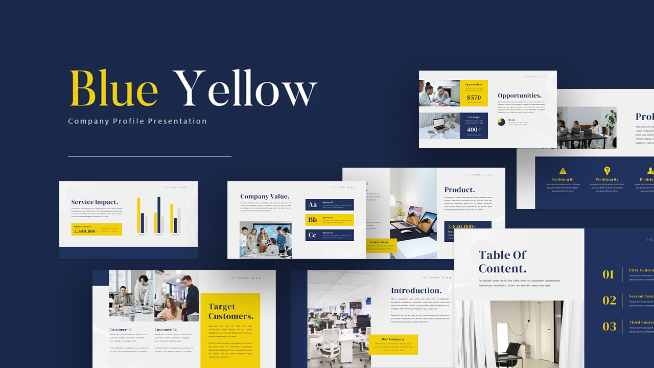 Blue Yellow PowerPoint Template
