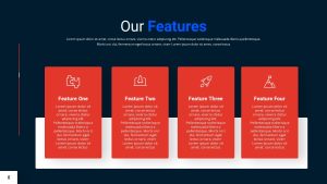 Blue and Red PowerPoint Presentation Template features slide