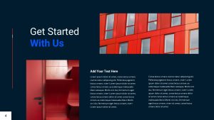 Blue and Red PowerPoint Presentation Template get started slide