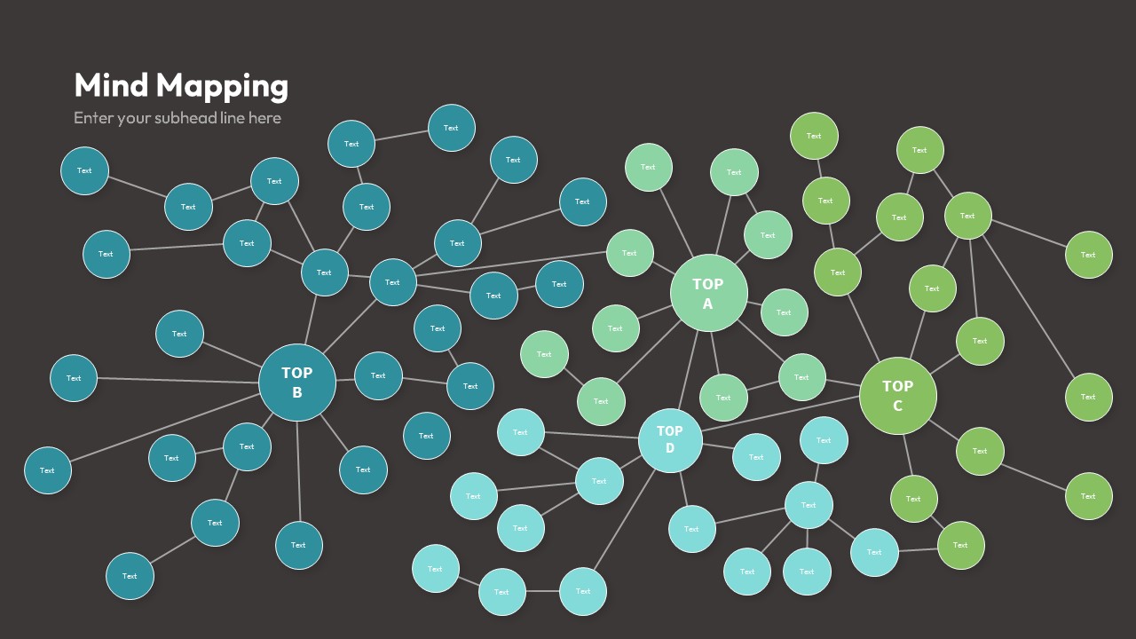 Mind Mapping Template in PowerPoint Dark