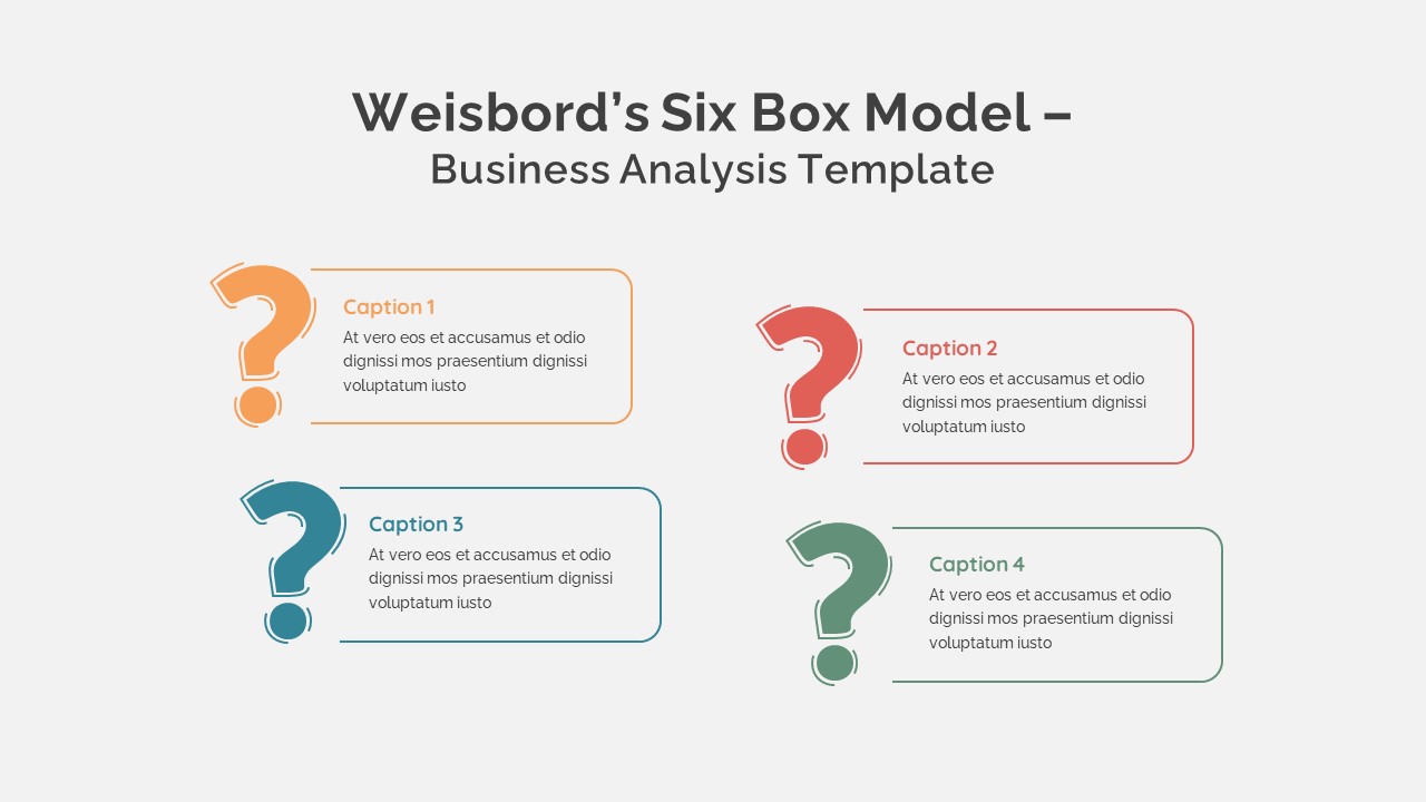 Weisbord&#039;s Six Box Model 4 Question Mark Presentation Slide