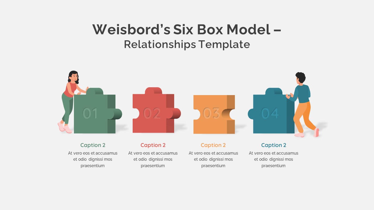 Weisbord&#039;s Six Box Model Jigsaw Piece Timeline Slide