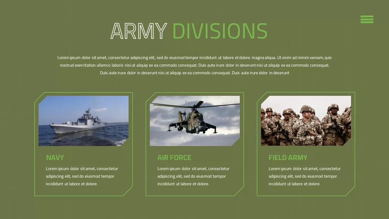 army PowerPoint template army divisions