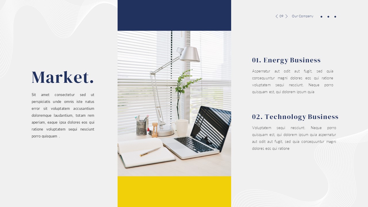 Blue Yellow And White Theme Powerpoint Template | Tricolor Slides