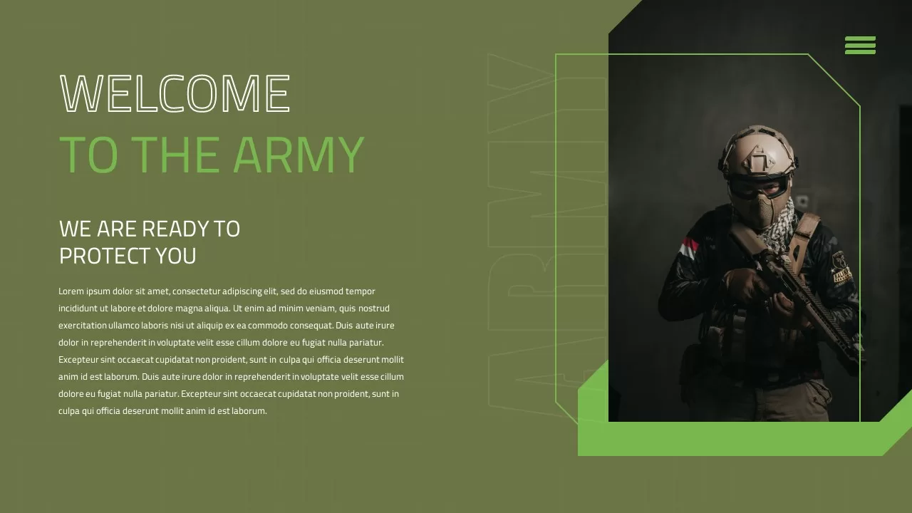 army PowerPoint template welcome