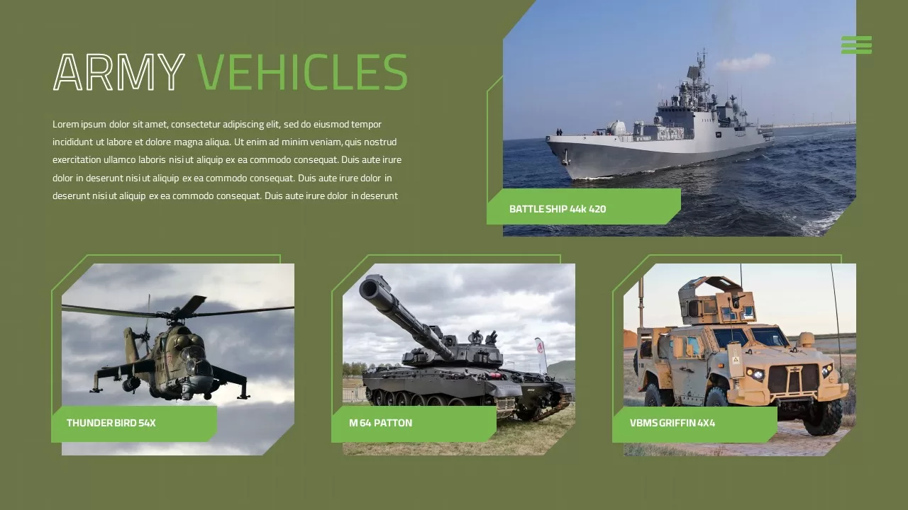 Army PowerPoint Template army vehicles