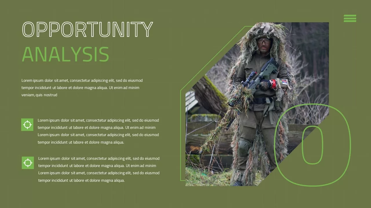 Army PowerPoint Template opportunity analysis