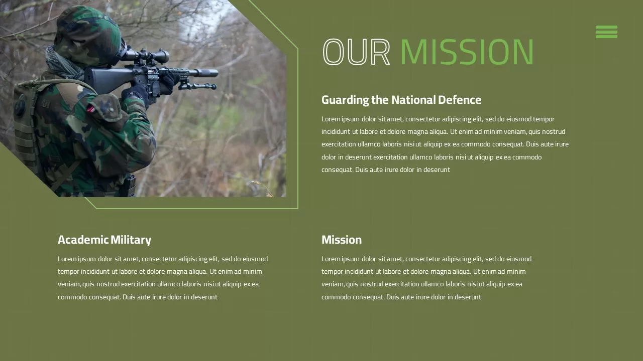 army PowerPoint template our mission