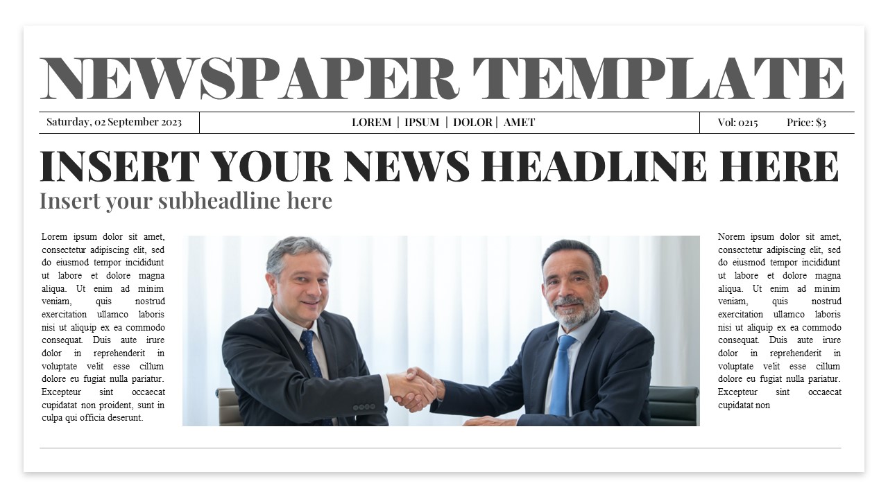 Newspaper template  Free PowerPoint template & Google Slides theme