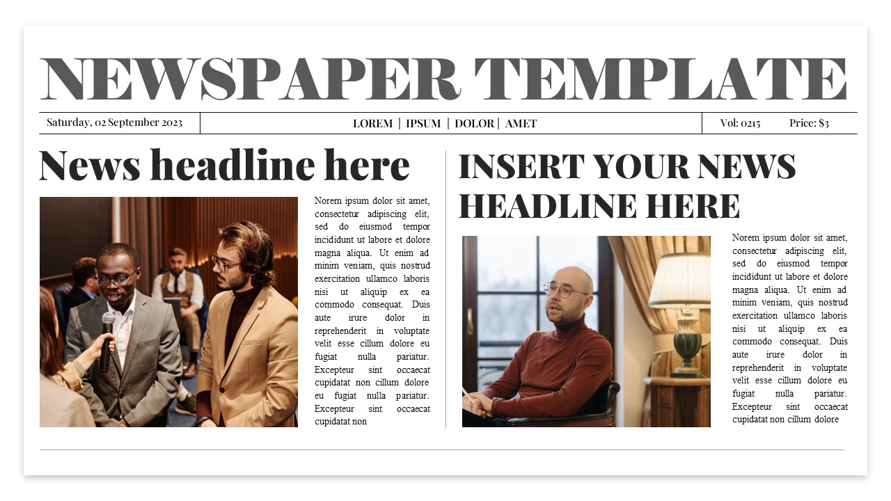 Newspaper Template For PowerPoint SlideBazaar   Powerpoint Templates Newspaper 