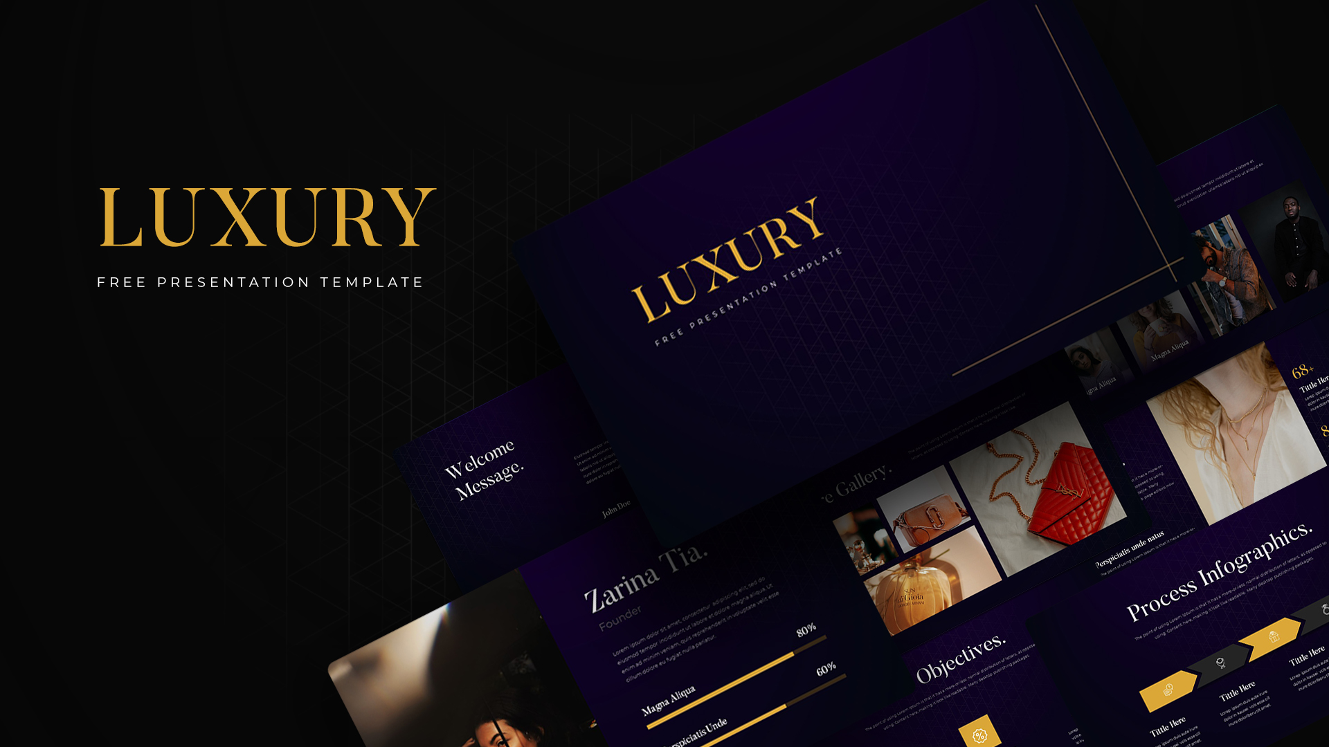 Free Luxury PowerPoint Template | Dark Background Theme
