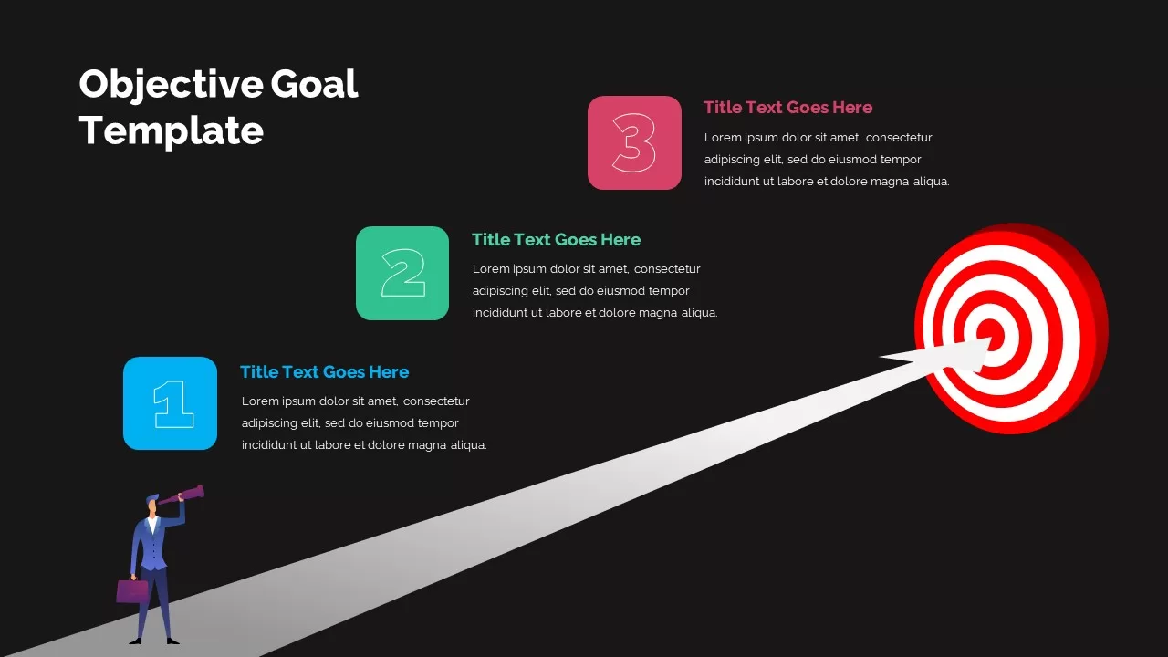 Objective Goals Template for PowerPoint Dark
