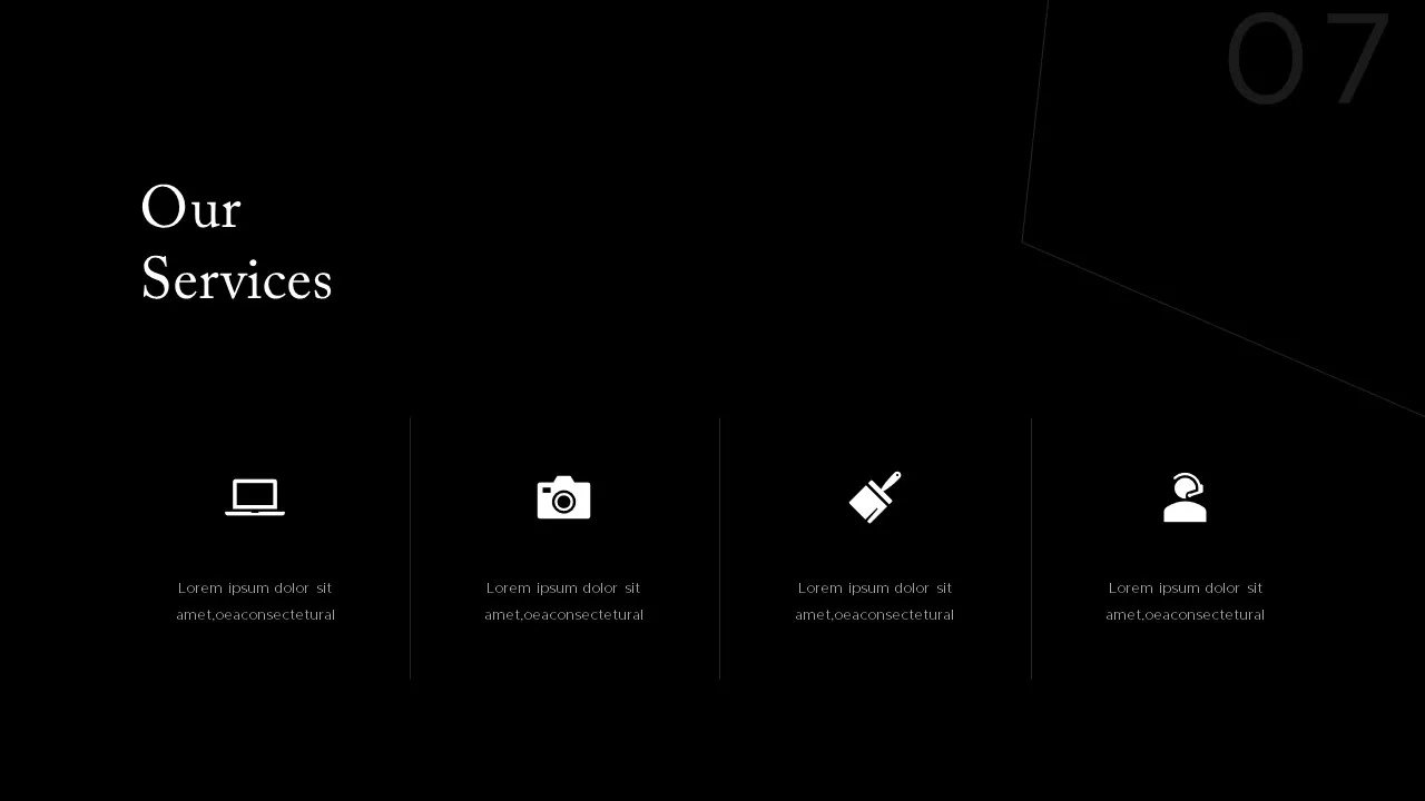 our-services-black-background-powerpoint-template