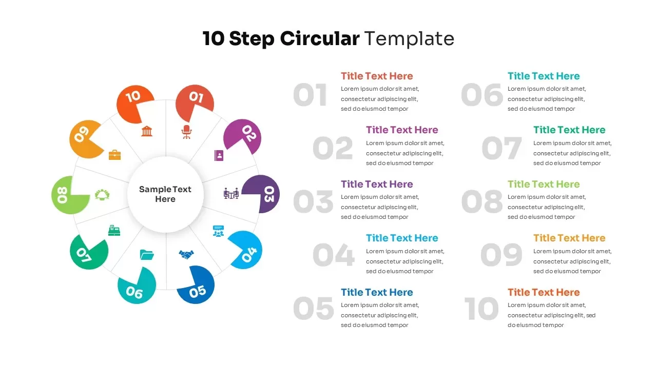 10 Step Circular Template for PowerPoint